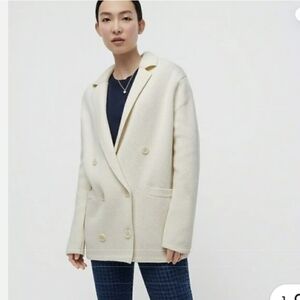 NWT J. Crew Women Double-Breasted Sweater-Blazer Ivory